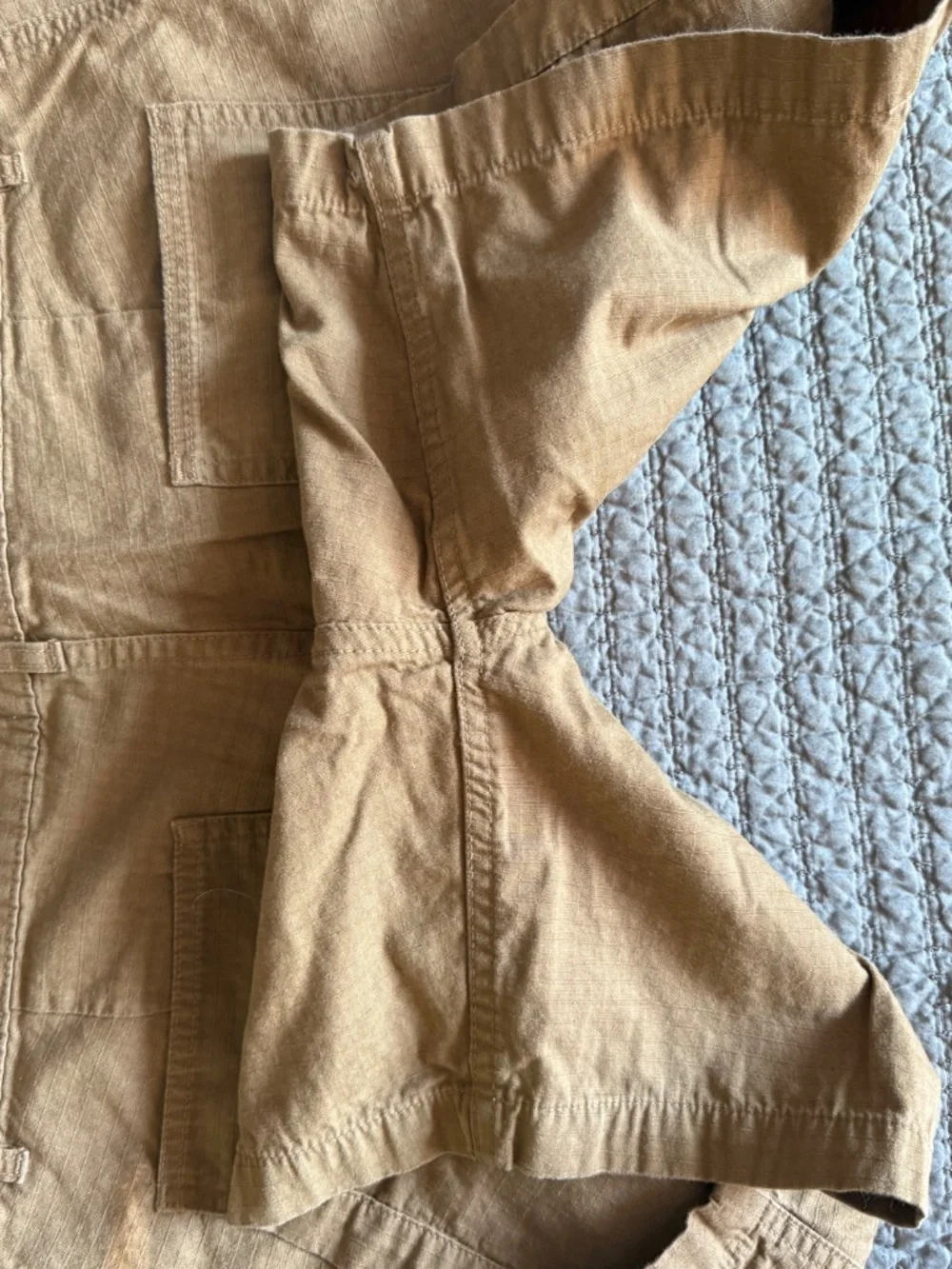 Taylor Stitch Camp Short in Khaki Ripstop.